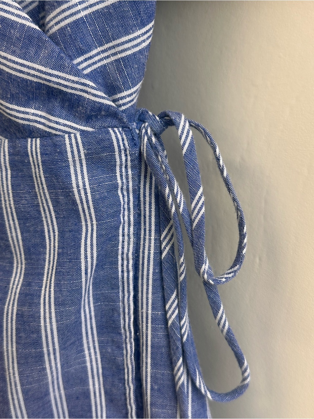 Harper Blue and White Striped Wrap Dress - Picture 2 of 4